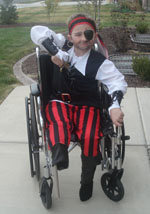 Drew pirate Drew dressed up as a pirate with a real "peg leg" for Halloween